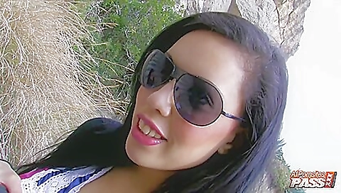 Sexy brunette hair with large dildo and fuck